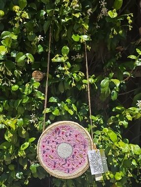 Beaded Pink Donut Crossbody Bag